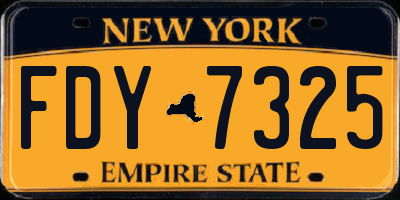 NY license plate FDY7325