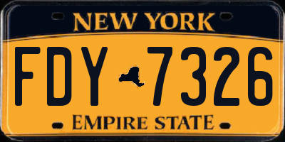 NY license plate FDY7326