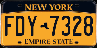 NY license plate FDY7328