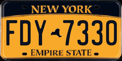 NY license plate FDY7330