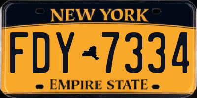 NY license plate FDY7334