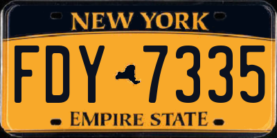 NY license plate FDY7335