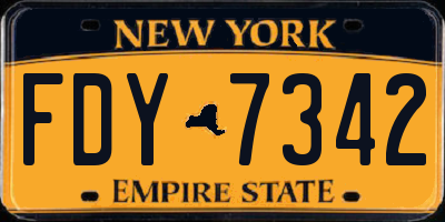 NY license plate FDY7342