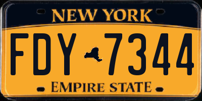 NY license plate FDY7344