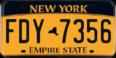 NY license plate FDY7356