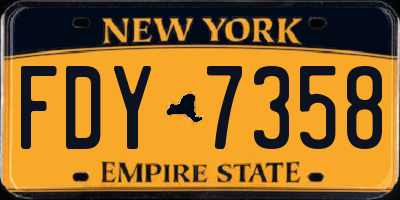 NY license plate FDY7358