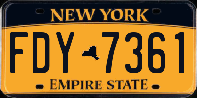 NY license plate FDY7361