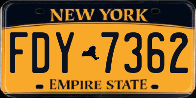 NY license plate FDY7362