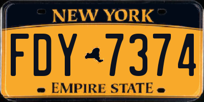 NY license plate FDY7374