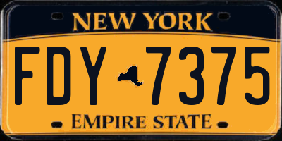 NY license plate FDY7375