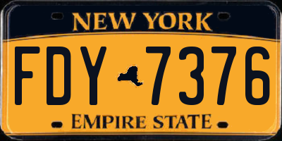 NY license plate FDY7376