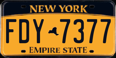 NY license plate FDY7377