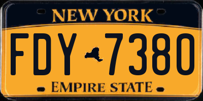 NY license plate FDY7380