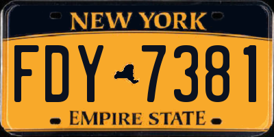 NY license plate FDY7381