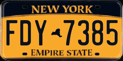 NY license plate FDY7385
