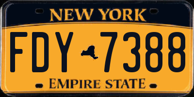 NY license plate FDY7388