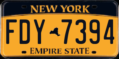 NY license plate FDY7394