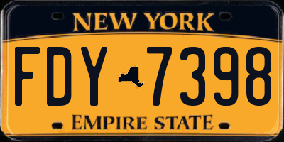 NY license plate FDY7398