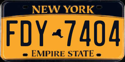NY license plate FDY7404