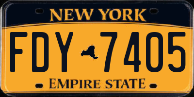 NY license plate FDY7405
