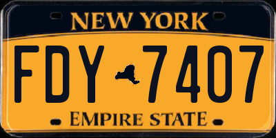 NY license plate FDY7407