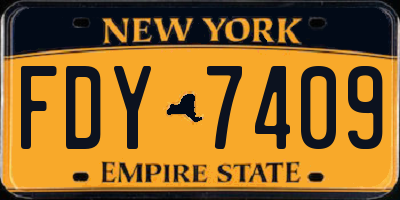 NY license plate FDY7409