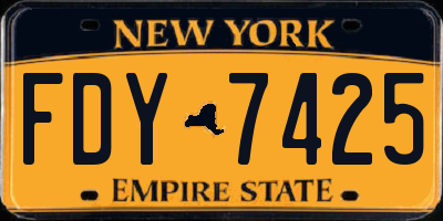 NY license plate FDY7425