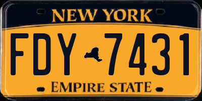 NY license plate FDY7431