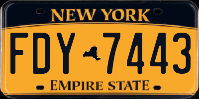 NY license plate FDY7443
