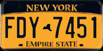 NY license plate FDY7451