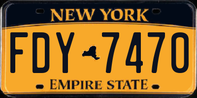 NY license plate FDY7470