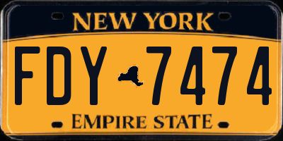 NY license plate FDY7474