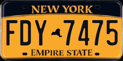 NY license plate FDY7475