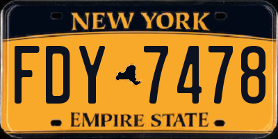 NY license plate FDY7478