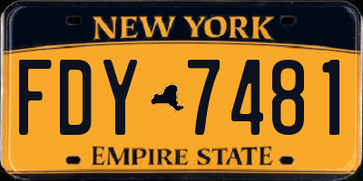 NY license plate FDY7481