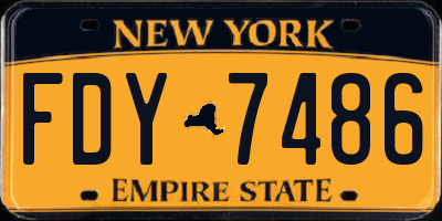 NY license plate FDY7486