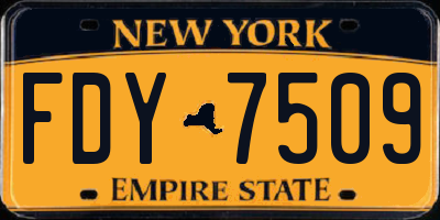 NY license plate FDY7509