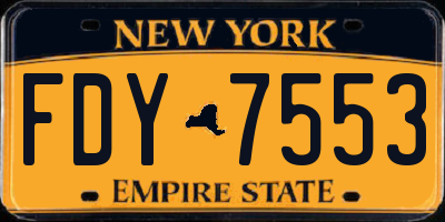 NY license plate FDY7553