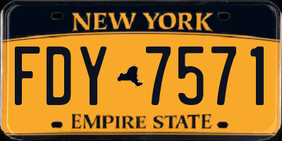 NY license plate FDY7571