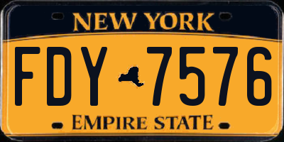 NY license plate FDY7576