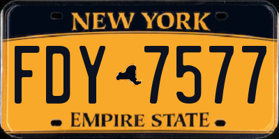 NY license plate FDY7577