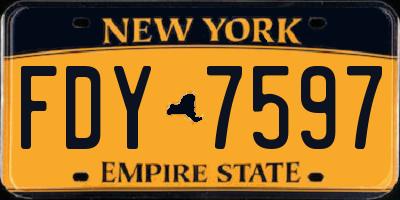 NY license plate FDY7597