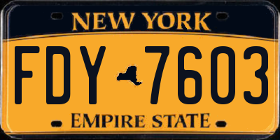 NY license plate FDY7603