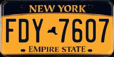 NY license plate FDY7607