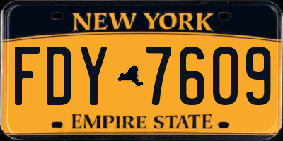 NY license plate FDY7609