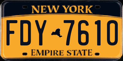 NY license plate FDY7610