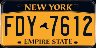 NY license plate FDY7612