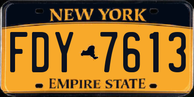 NY license plate FDY7613