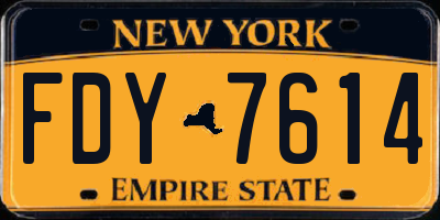 NY license plate FDY7614