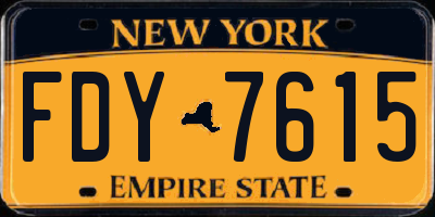 NY license plate FDY7615